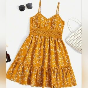 Orange Yellow Tiered Ruffled Sundress